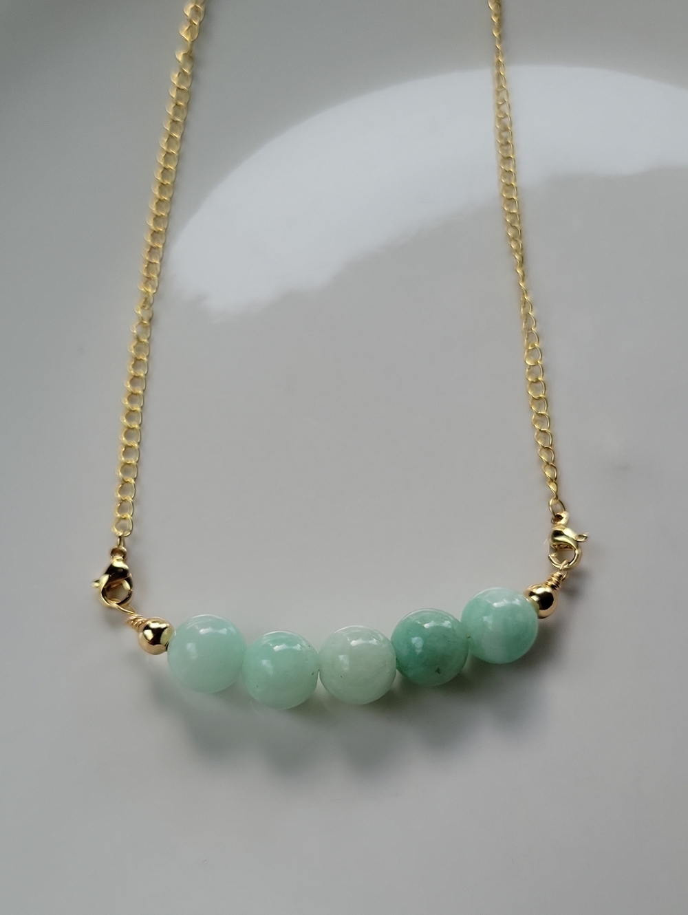 10mm Amazonite Necklace In Gold